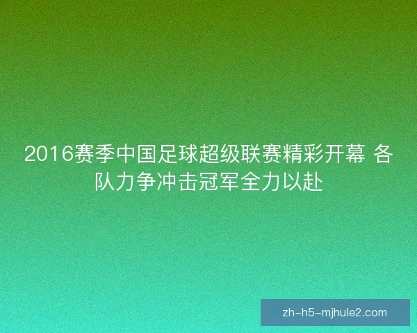 2016赛季中国足球超级联赛精彩开幕 各队力争冲击冠军全力以赴