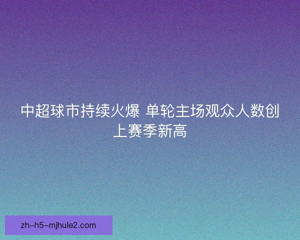 中超球市持续火爆 单轮主场观众人数创上赛季新高